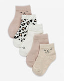 Minene Fashion Socks - pack of 5 pairs - Pink Cream Leopard