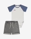 Boys Bodysuit & Washed Woven Short Pants Set WB16