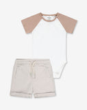 Boys Bodysuit & Washed Woven Short Pants Set WB16