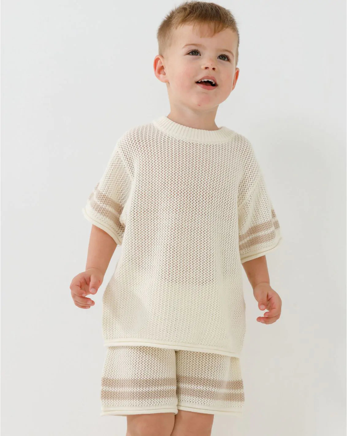 Oversize Crochet T-Shirt with Stripes CR
