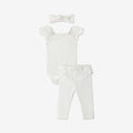 Frilled Sleeve Bodysuit & Log Pants Set + Head band H