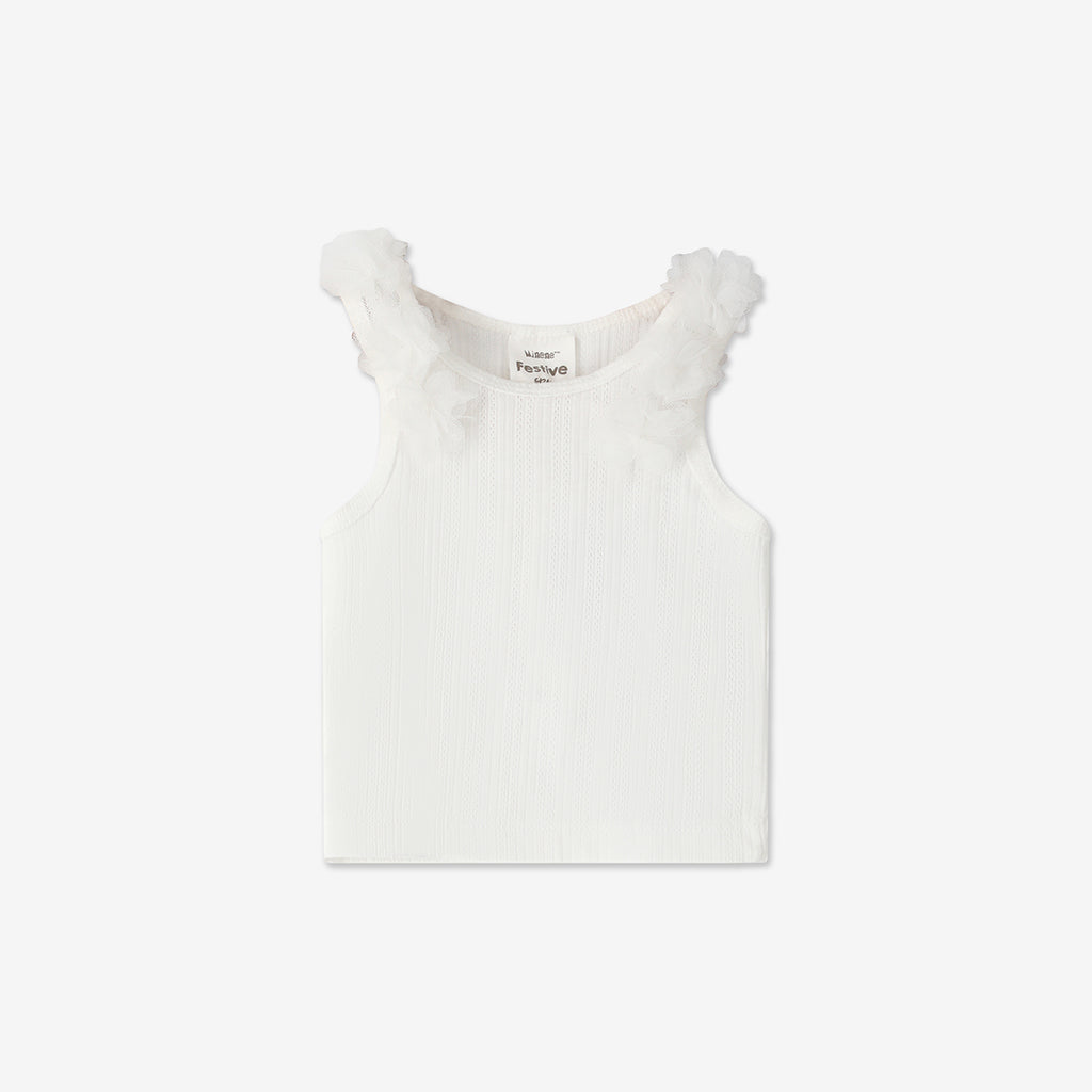 Tank Top With 3D Tulle Flowers H