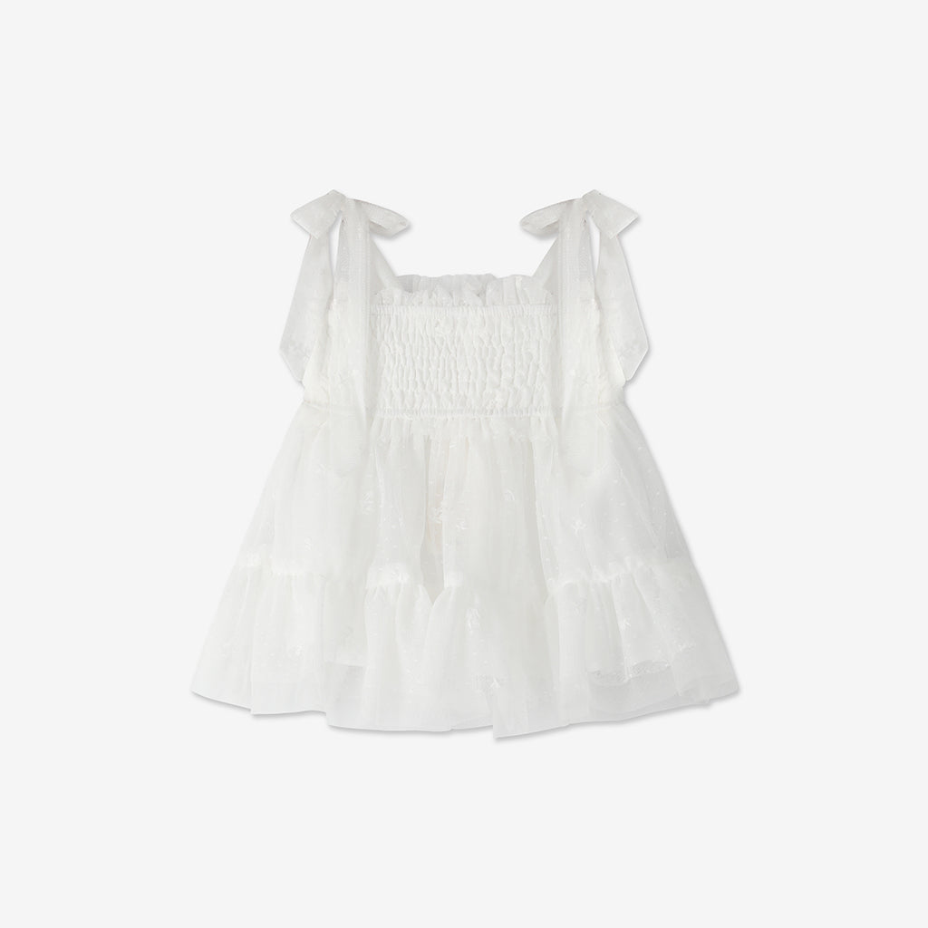 Embroidered Tulle Dress & Bloomers Set H7