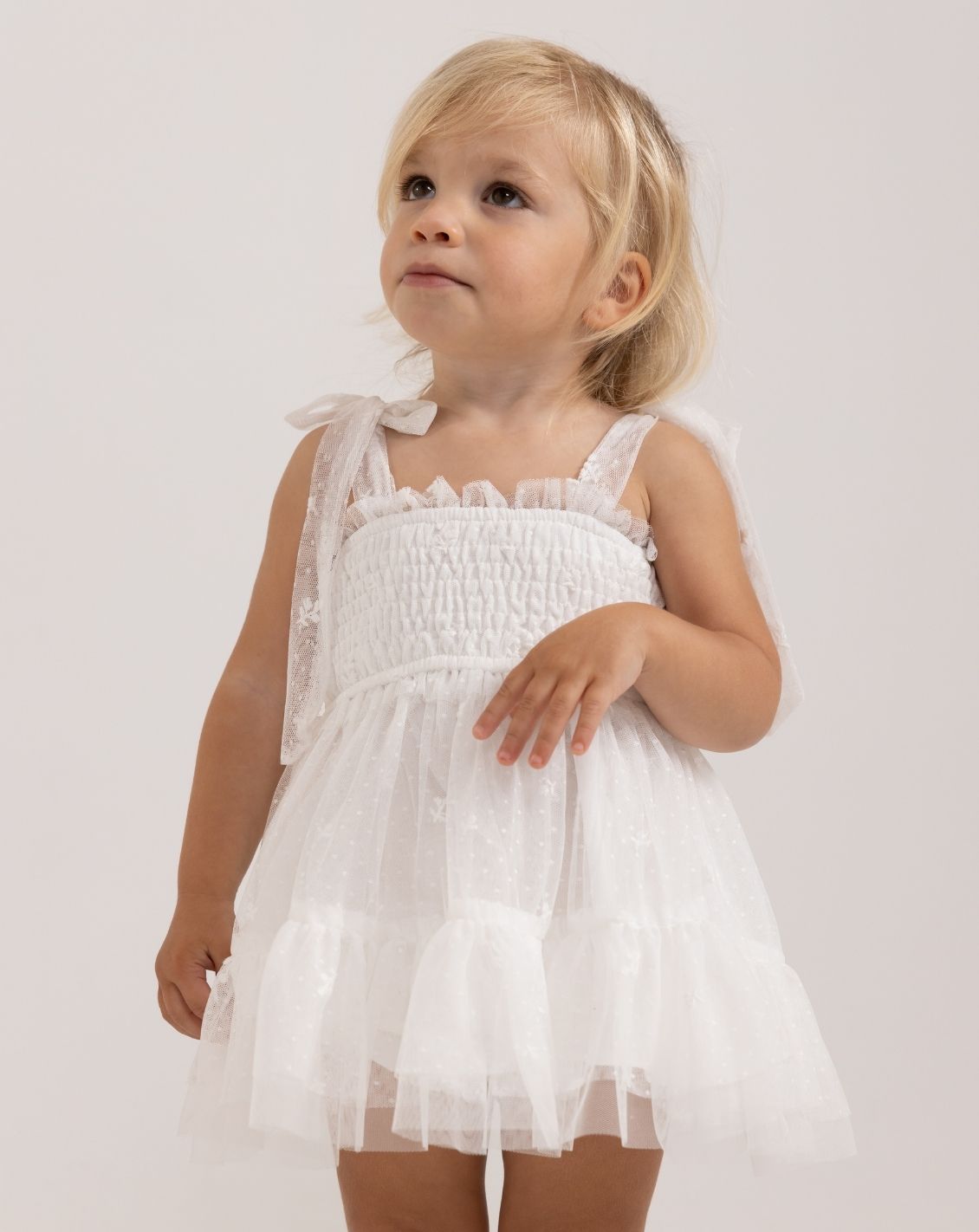 Embroidered Tulle Dress & Bloomers Set H