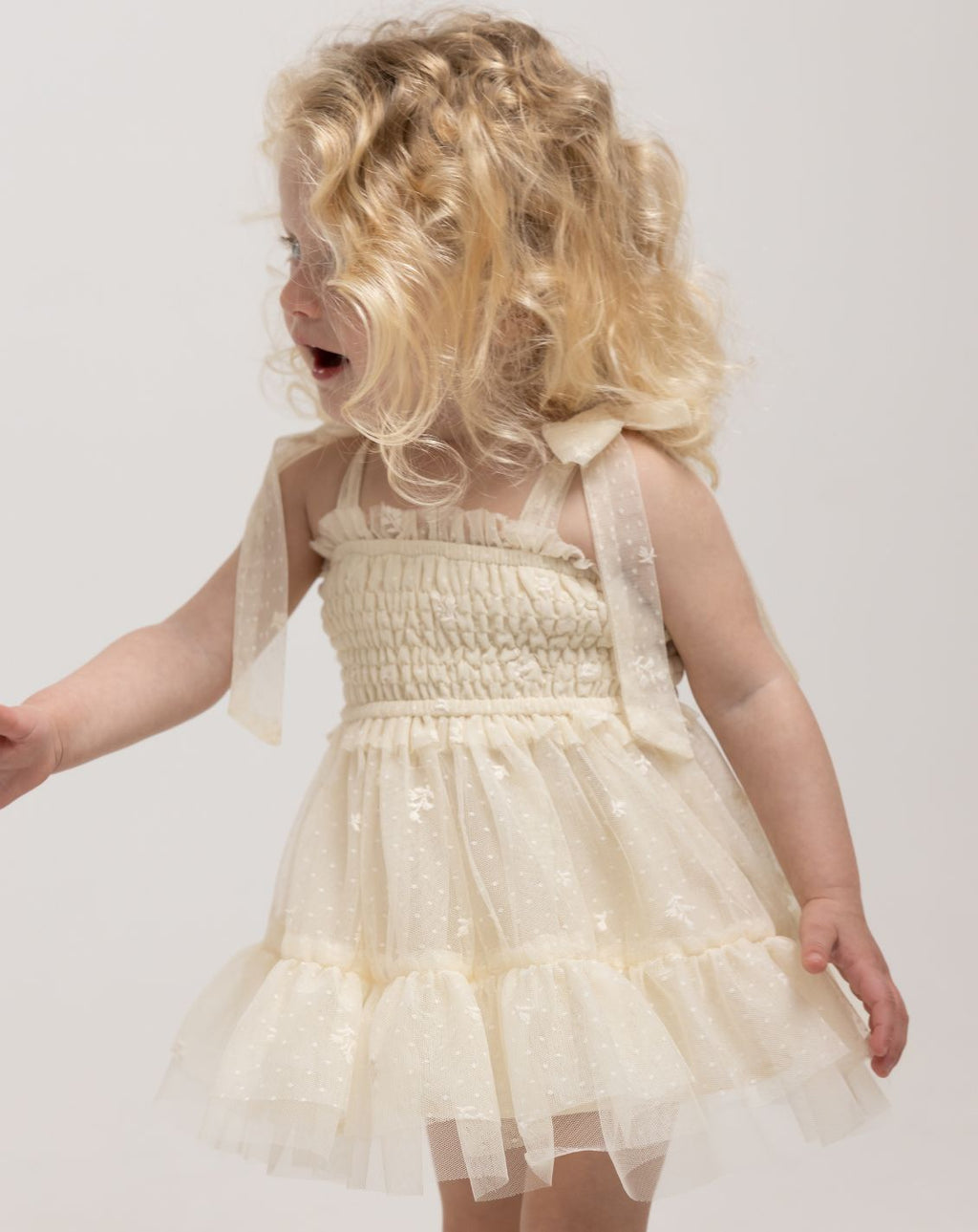Embroidered Tulle Dress & Bloomers Set H7