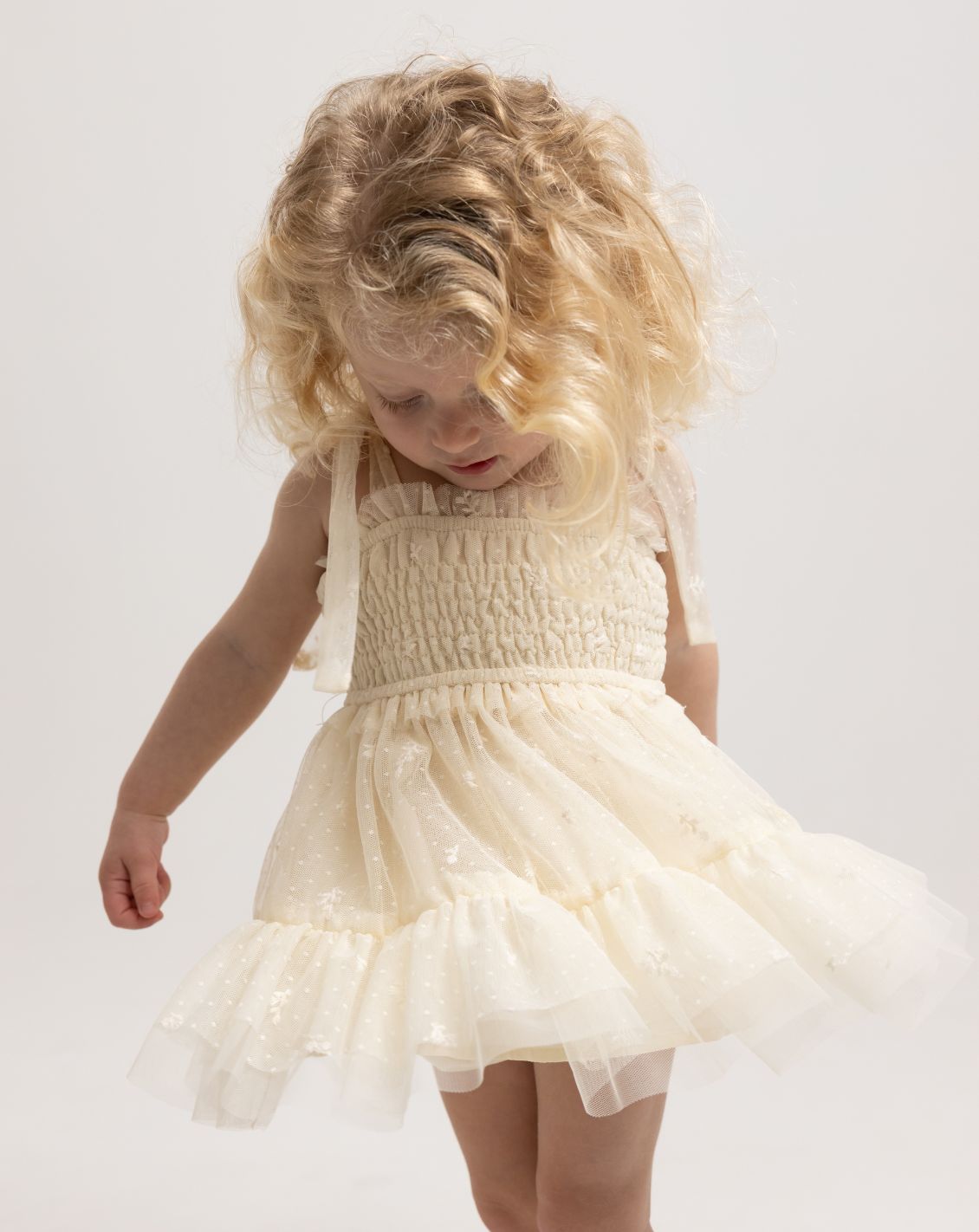 Embroidered Tulle Dress & Bloomers Set H7