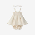 Strappy Embroidered Dress & Bloomers Set + Headbans H - H8