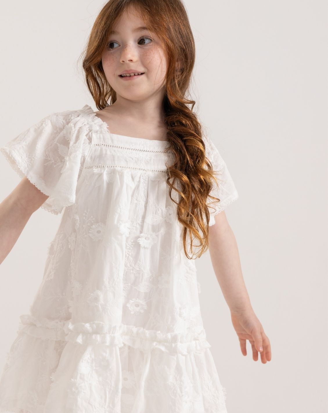Embroidered Short seeve Mini Dress H - H17
