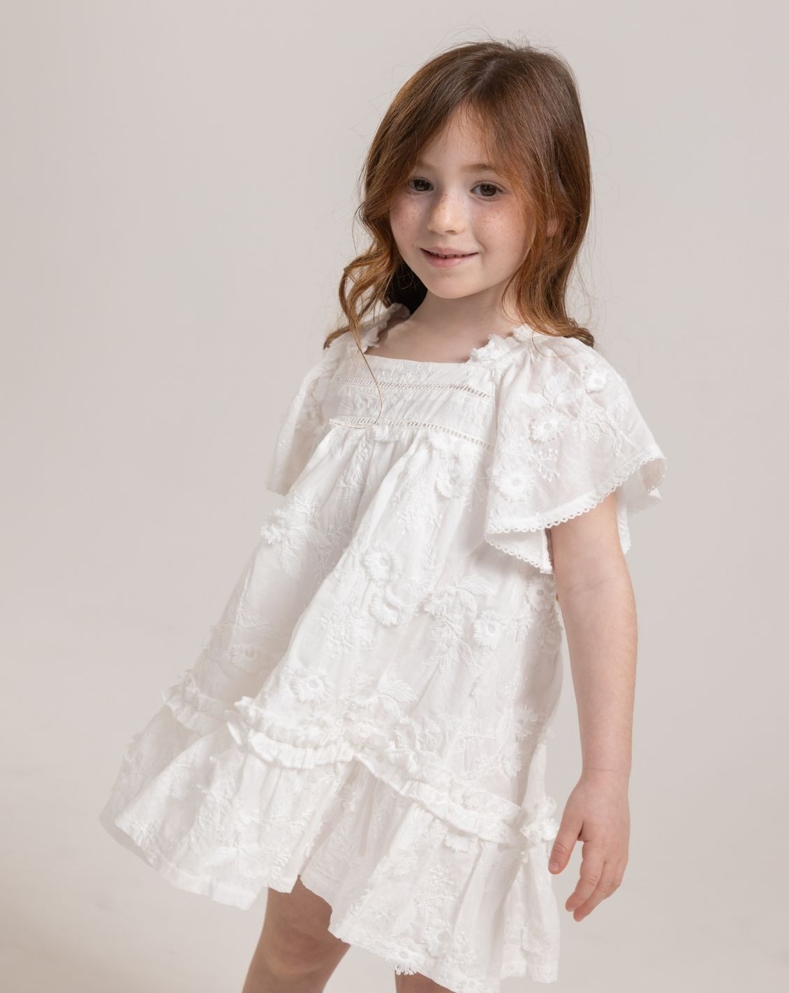 Embroidered Short seeve Mini Dress H - H17