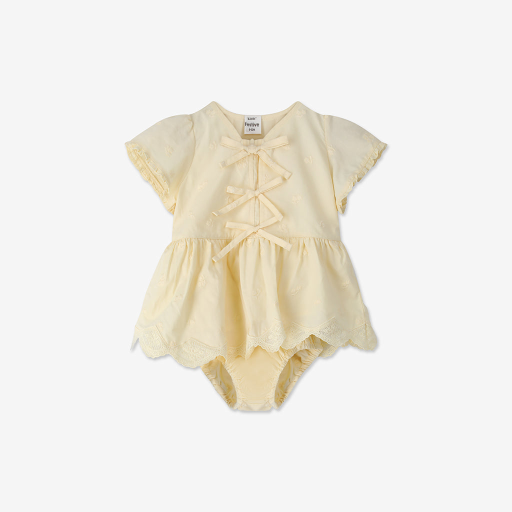 Tied Bows Woven Dress & Bloomers Set H