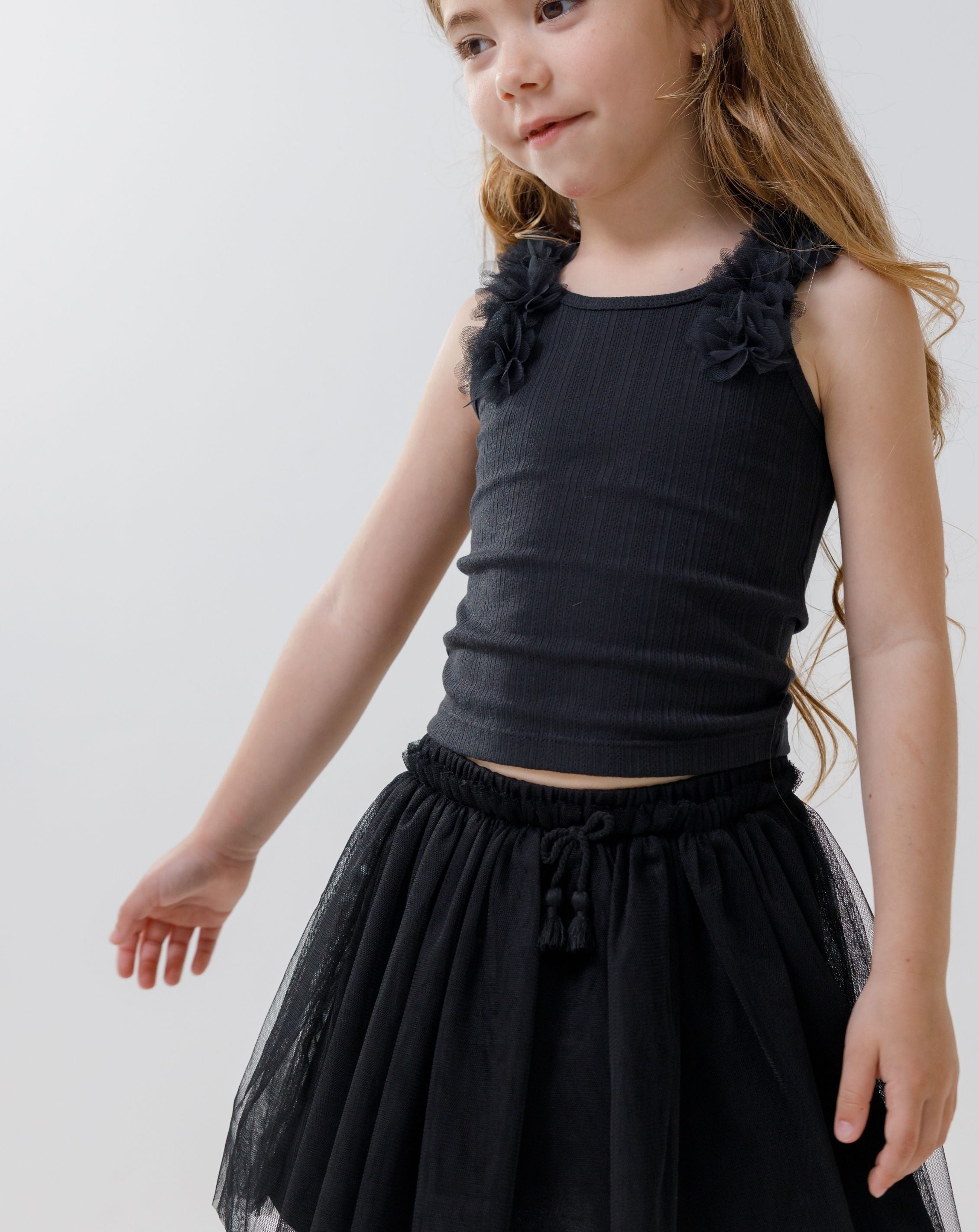 Tank Top With 3D Tulle Flowers H - H21
