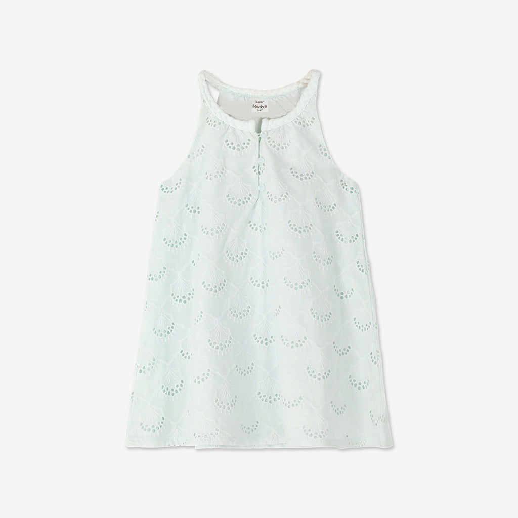 Embroidered Dress With Braid Strap H34