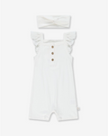 Baby Girl Flared Sleeves Overall & Hair Band RIB2 - Cream