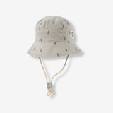 Summer Hat With Strap SH2, Light Grey Print