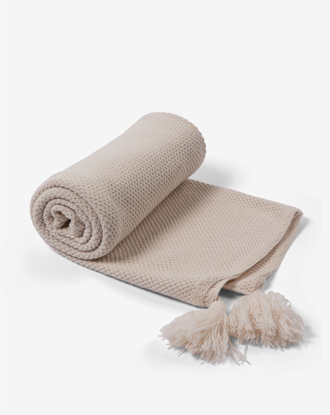 KNITTED BLANKET WITH TASSELS 100x85cm