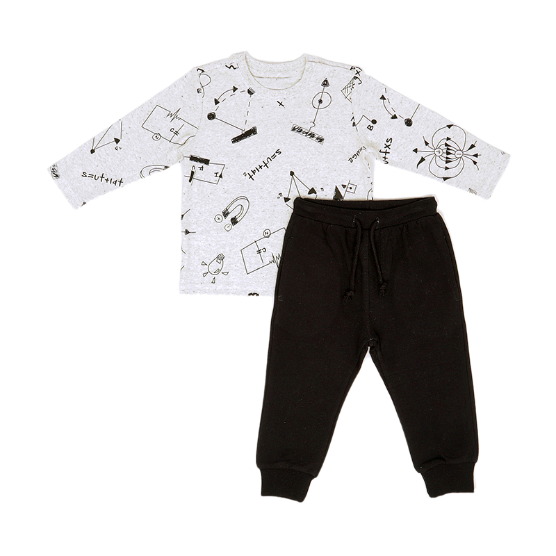 Shirt & Pants Set KC - Printed Light Grey