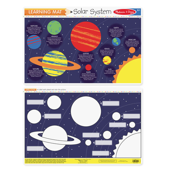 Melissa and Doug Write-A-Mat Learning Mat -planets of solar system