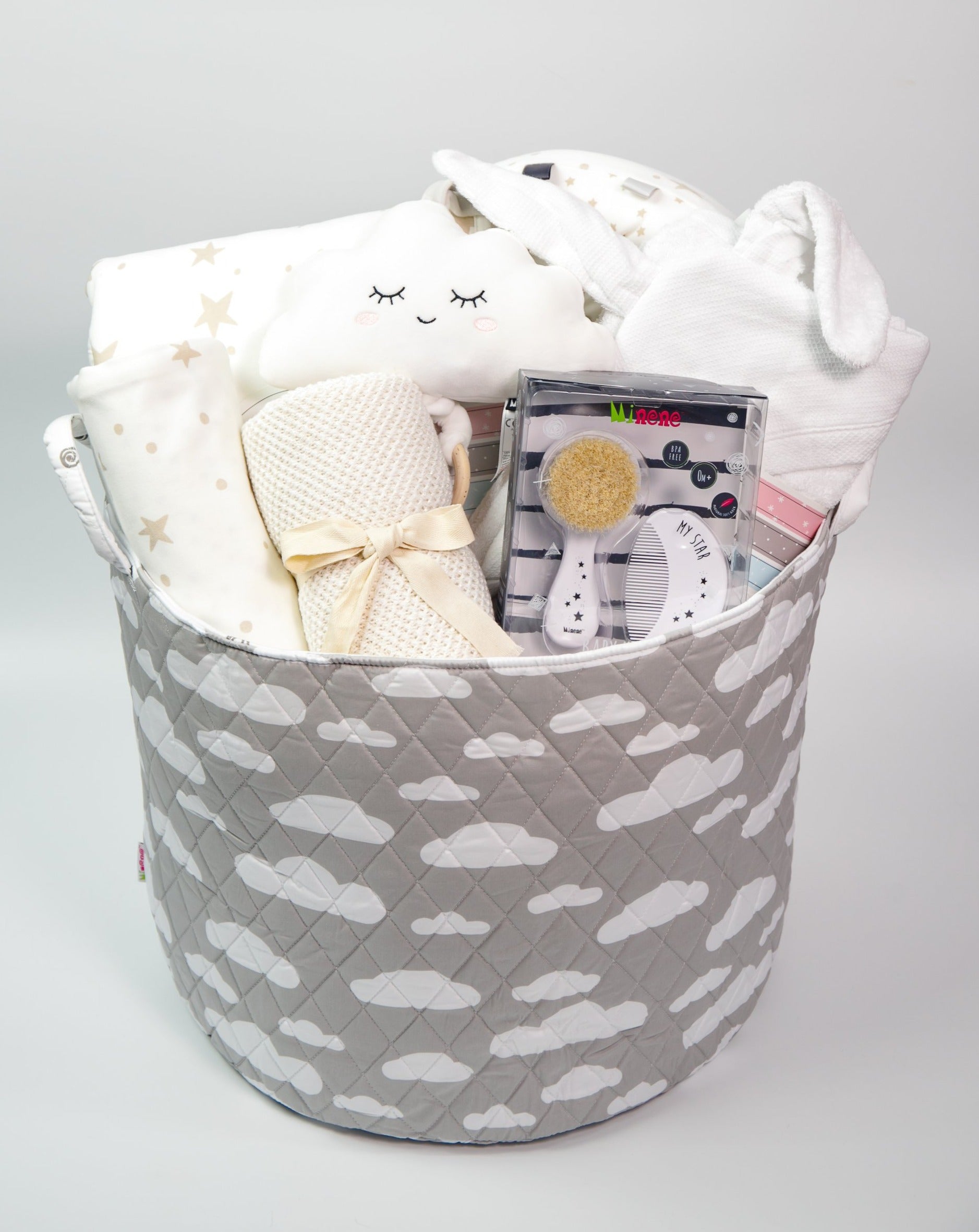 "Welcome To The World Little One" Gift Basket - Light Grey Cloud
